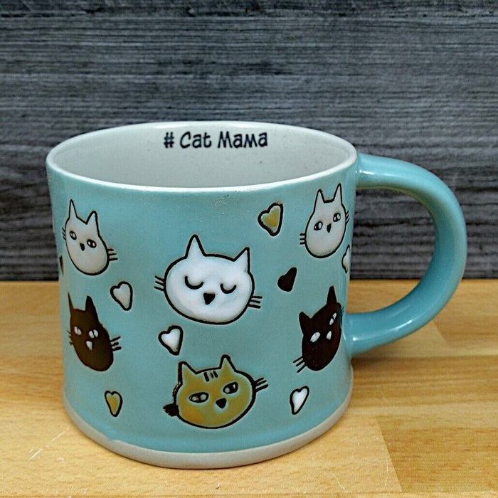 Cat Lovers Coffee Mug 17oz (455ml) Embossed Beverage Cup Blue Sky