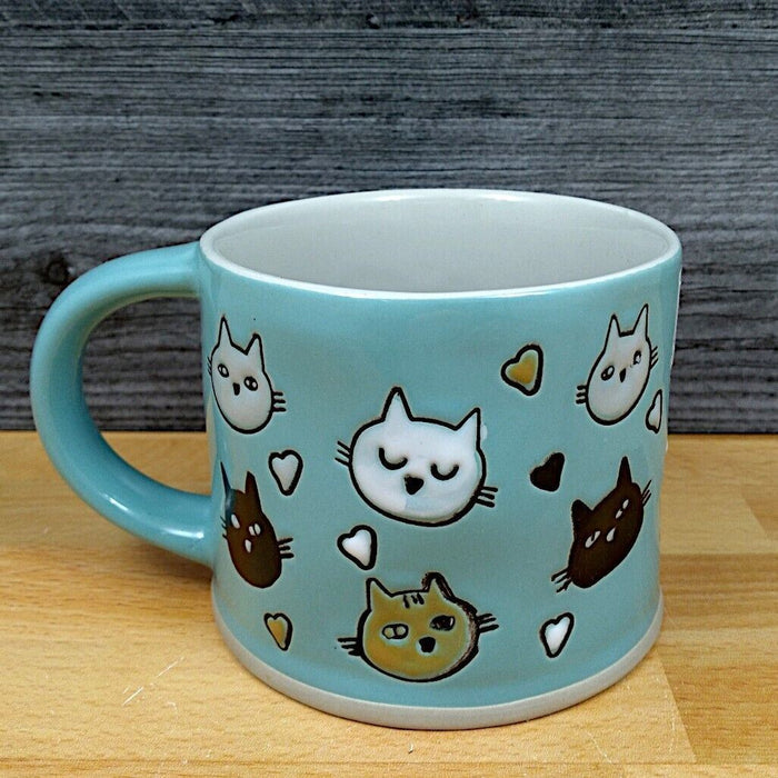 Cat Lovers Coffee Mug 17oz (455ml) Embossed Beverage Cup Blue Sky