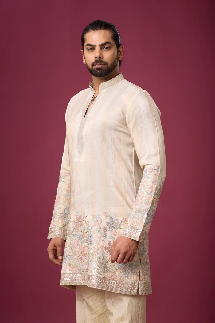Buy Affordable Floral Border Kurta Set for Men Online India | Mahavir NX