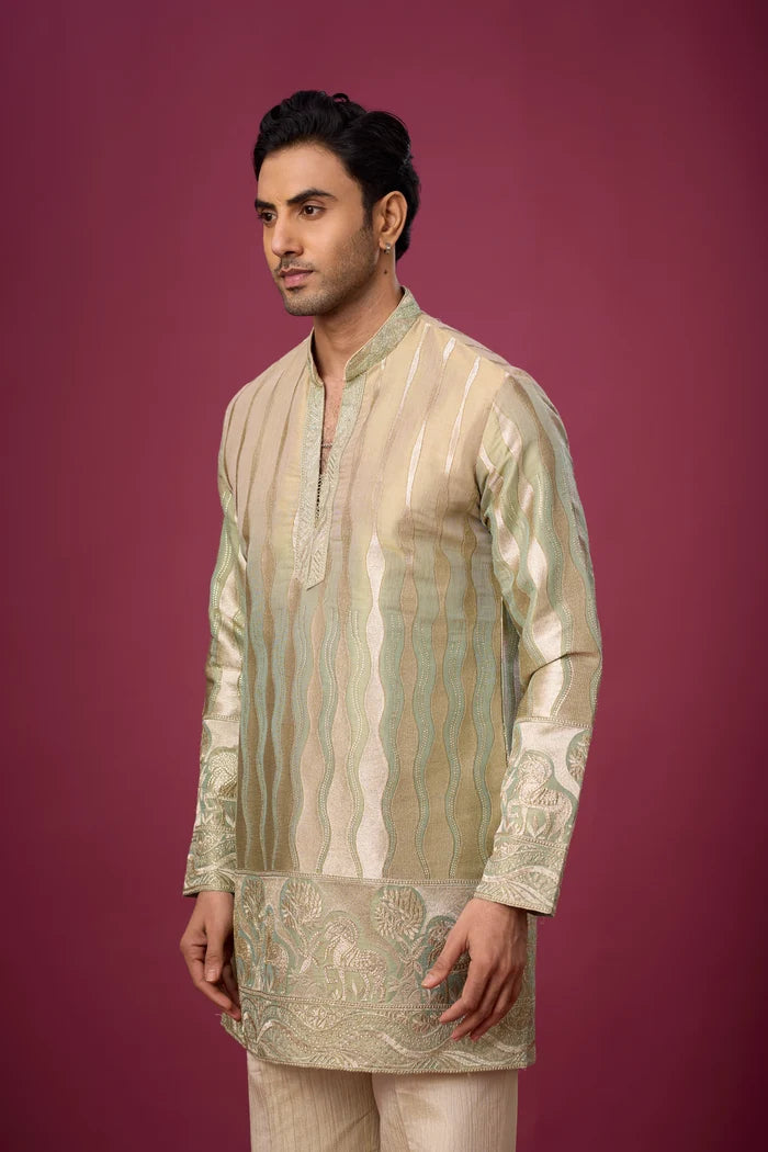 Vertical Wave Woven Kurta Set – Wedding & Reception Ethnic Wear | Mahavir NX