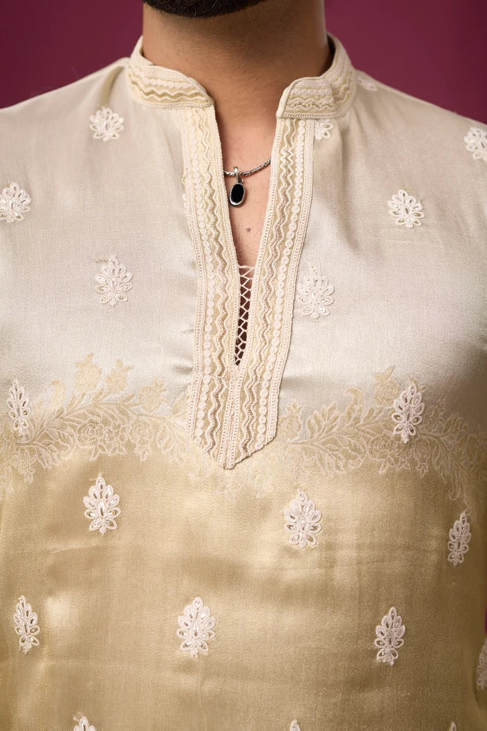 Embroidered Sleeve Heritage Floral Kurta – Festive Wear | Mahavir NX