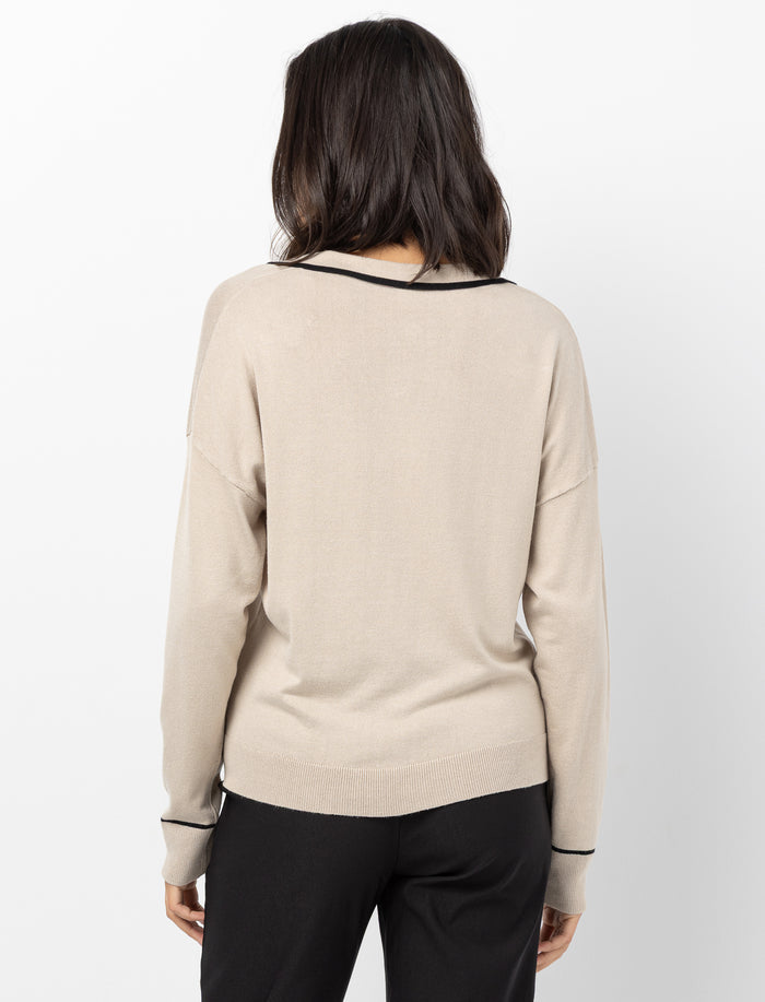 Chandail en tricot à col Johnny pour femme