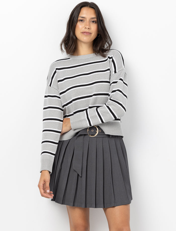 Chandail en tricot rayé à manches longues pour femme