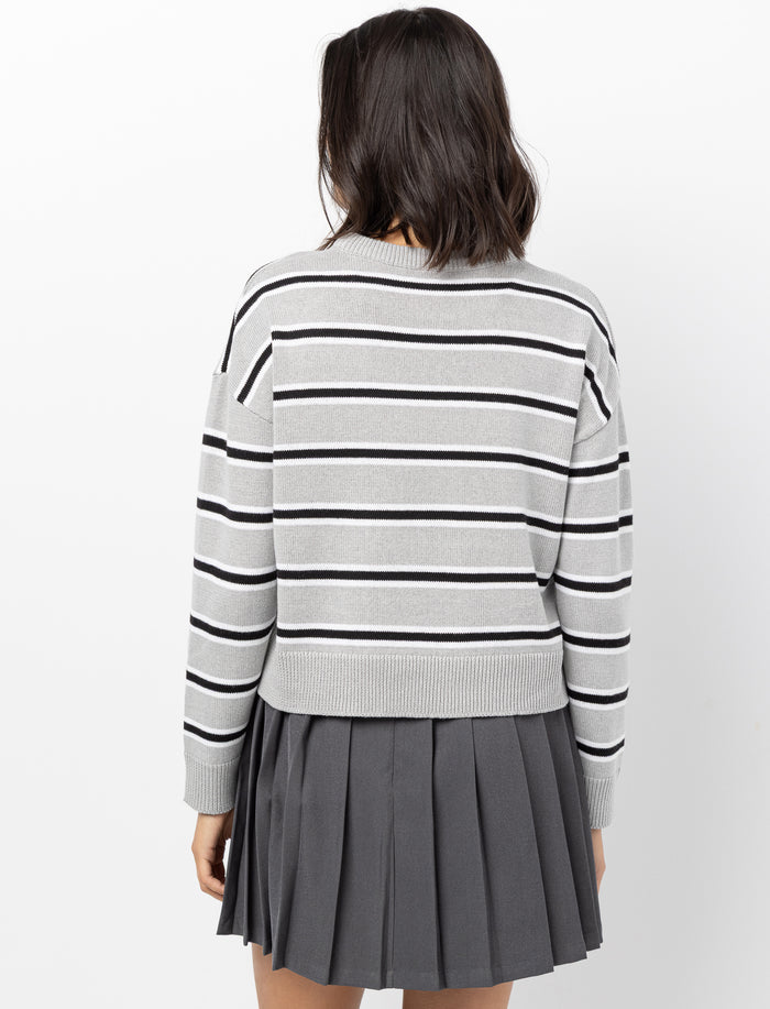 Chandail en tricot rayé à manches longues pour femme
