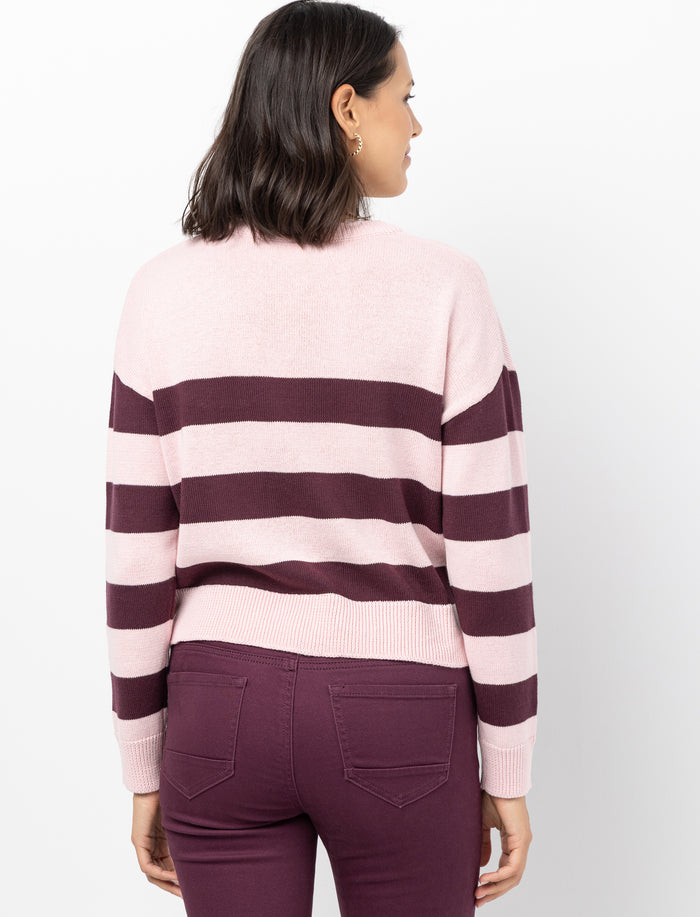 Chandail en tricot rayé à manches longues pour femme