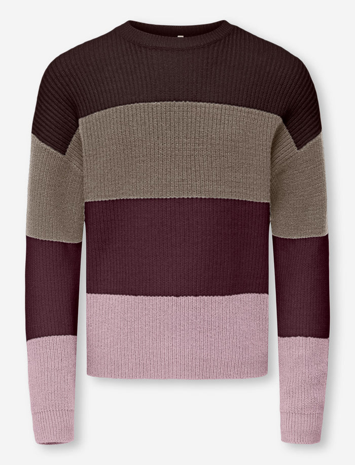 Chandail en tricot rayé à manches longues pour fille