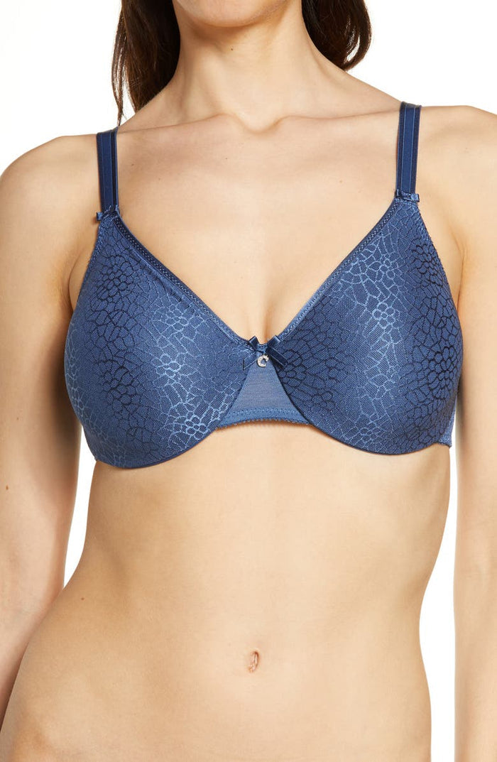 CHANTELLE C’Magnifique Leopard and Ceramic Blue Underwire Bra (#C1891)