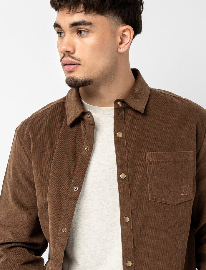 Chemise en velours côtelé unie pour homme