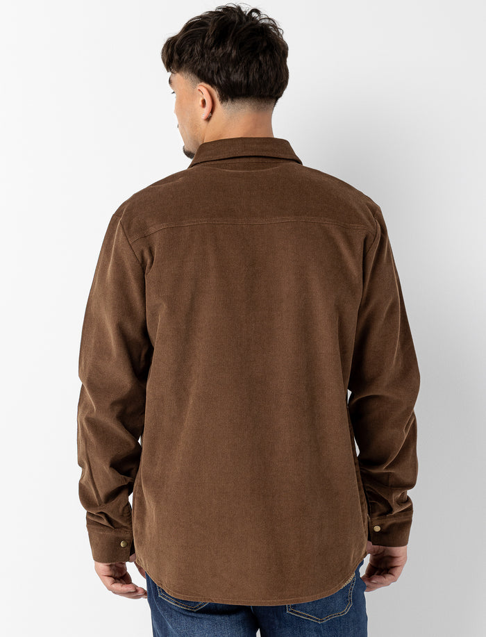 Chemise en velours côtelé unie pour homme
