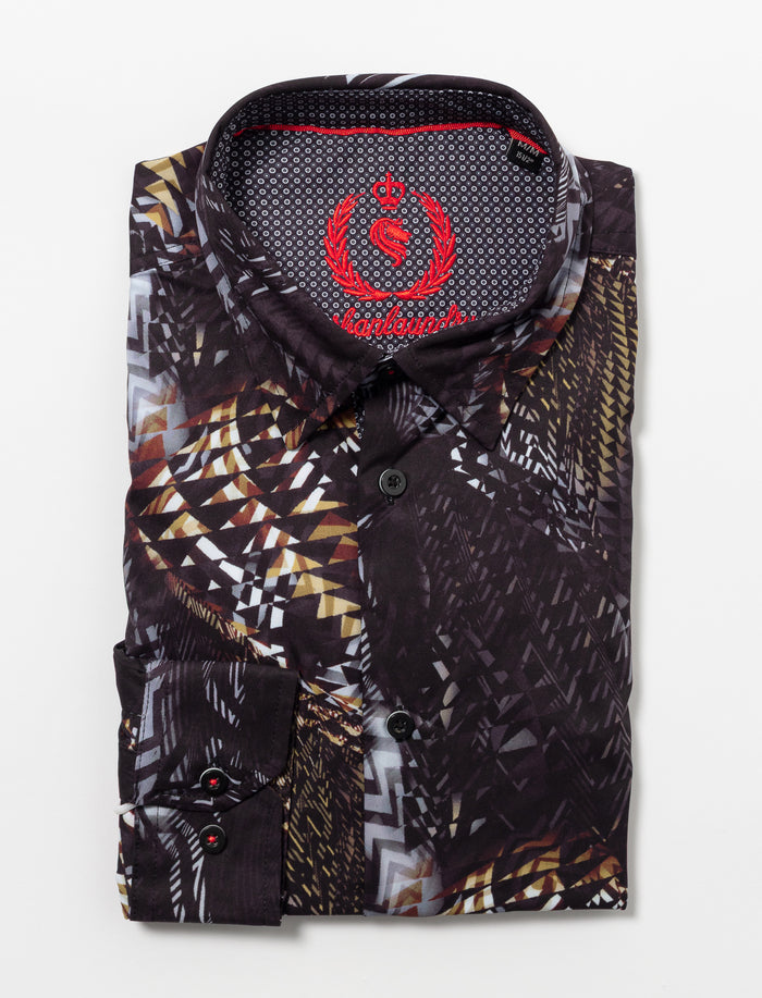 Chemise imprimée à manches longues pour homme