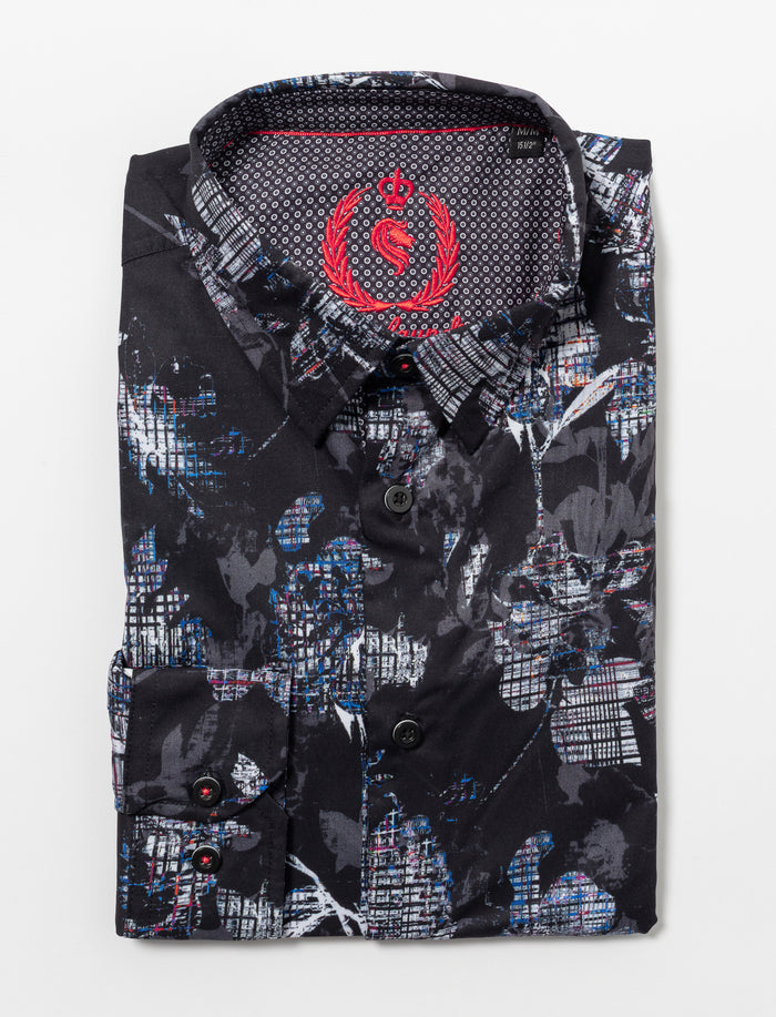 Chemise imprimée à manches longues pour homme