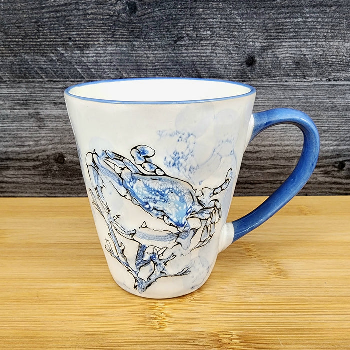 Chesapeake Bay Crab Coffee Mug 16oz (473ml) Embossed Ceramic Tea Cup Blue Sky