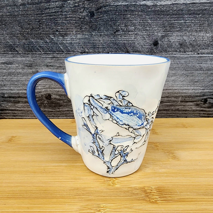 Chesapeake Bay Crab Coffee Mug 16oz (473ml) Embossed Ceramic Tea Cup Blue Sky