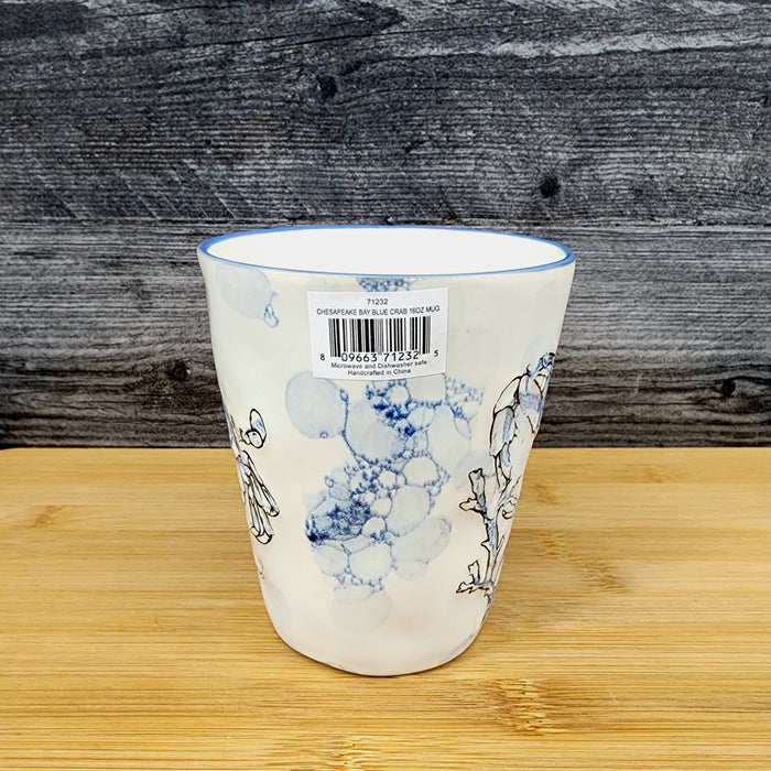 Chesapeake Bay Crab Coffee Mug 16oz (473ml) Embossed Ceramic Tea Cup Blue Sky