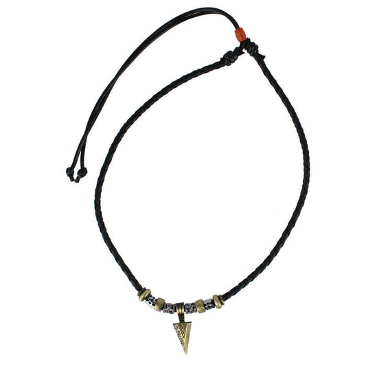 Cheyenne Tribal Triangle & Beaded Vegan Adjustable Necklace