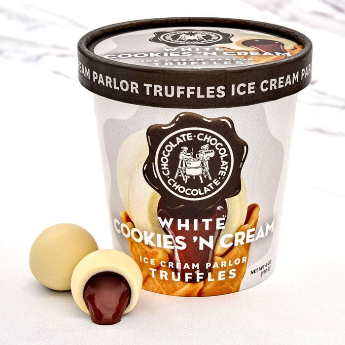 Chocolate Chocolate Chocolate Company - White Cookies & Creme  Ice Cream Parlor Truffles-6 OZ Case/8