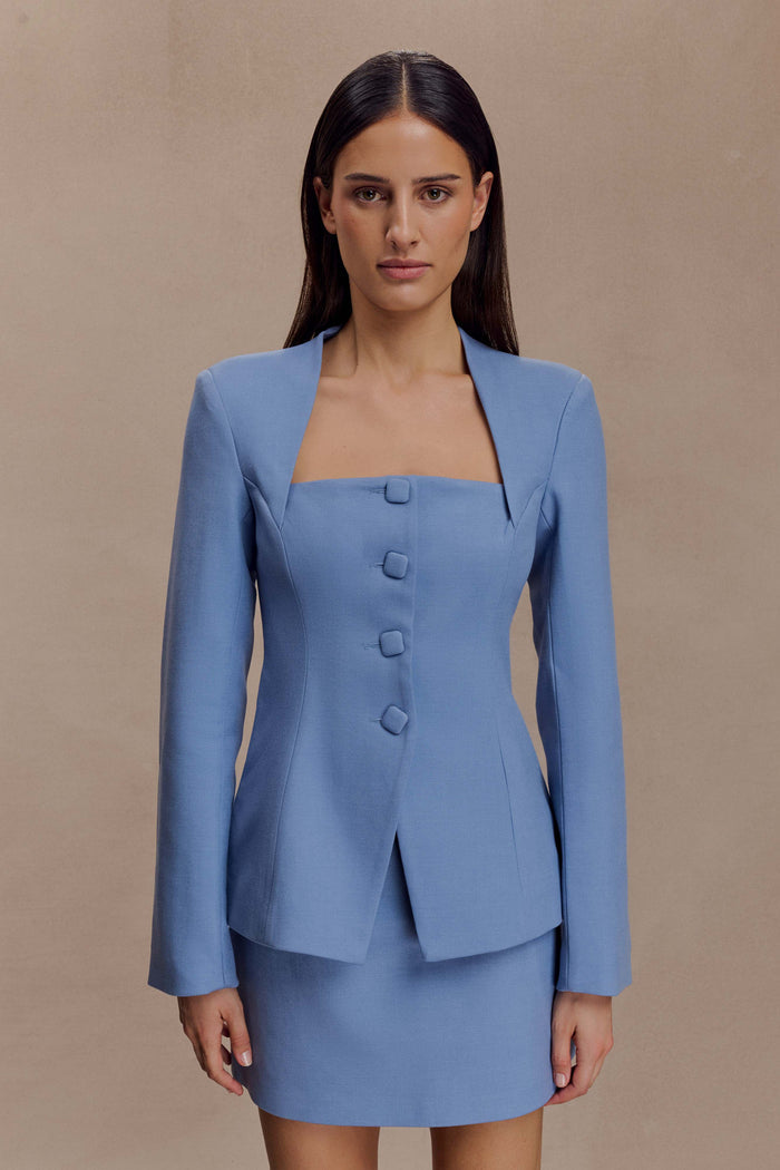 Christel Suiting Fitted Blazer - Ocean Blue