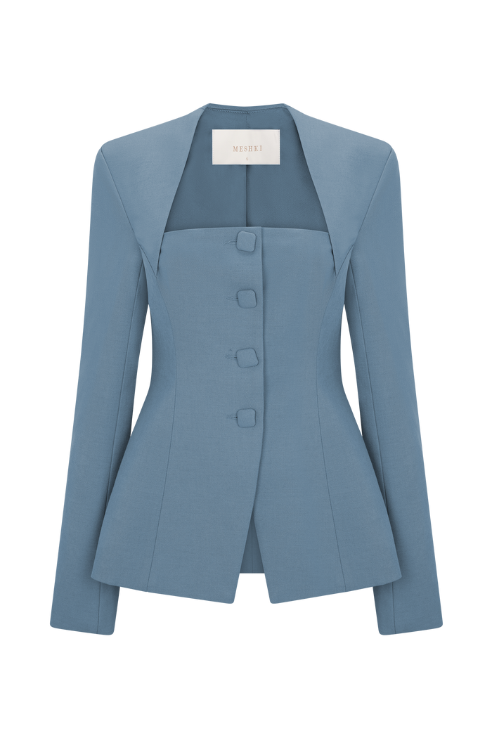 Christel Suiting Fitted Blazer - Ocean Blue