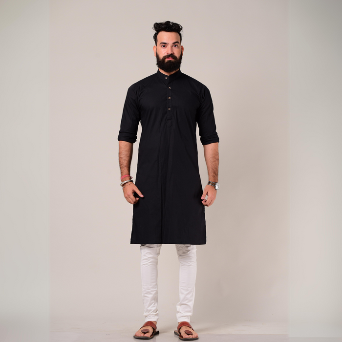men wearing black kurta-pajama