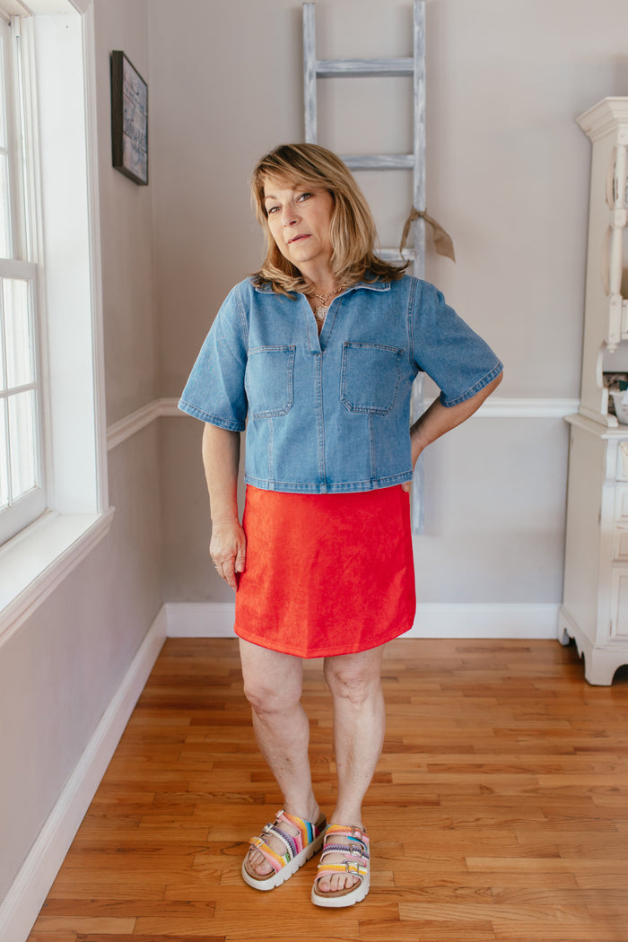 Classic Crush Mini Skirt In Red - Reg & Curvy