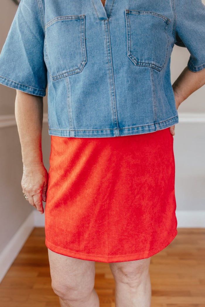 Classic Crush Mini Skirt In Red - Reg & Curvy - Macoma Boutique200 Skirts
