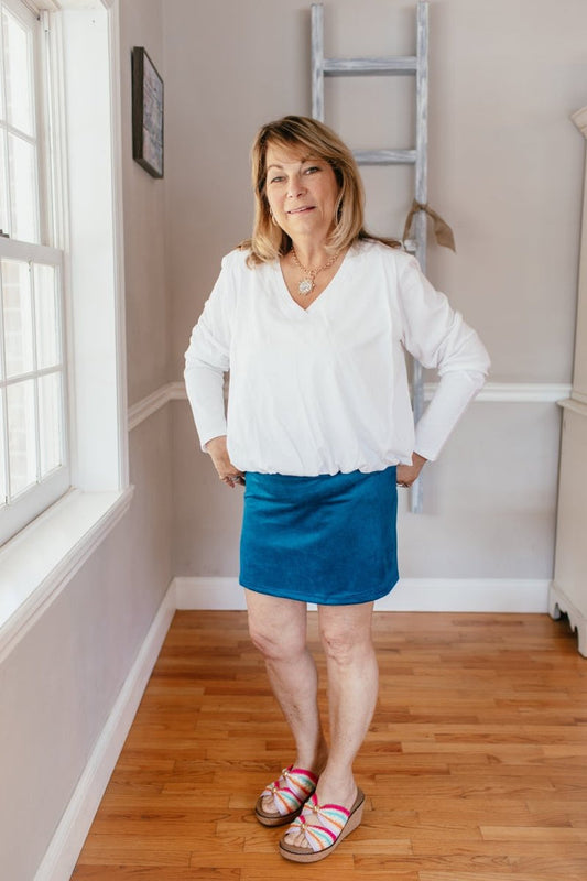Classic Crush Mini Skirt In Teal - Reg & Curvy - Macoma Boutique200 Skirts