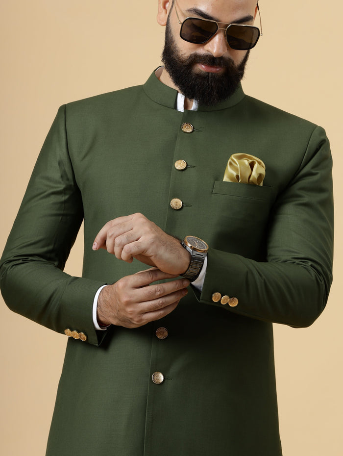 Classic Seaweed Green Achkan for Men