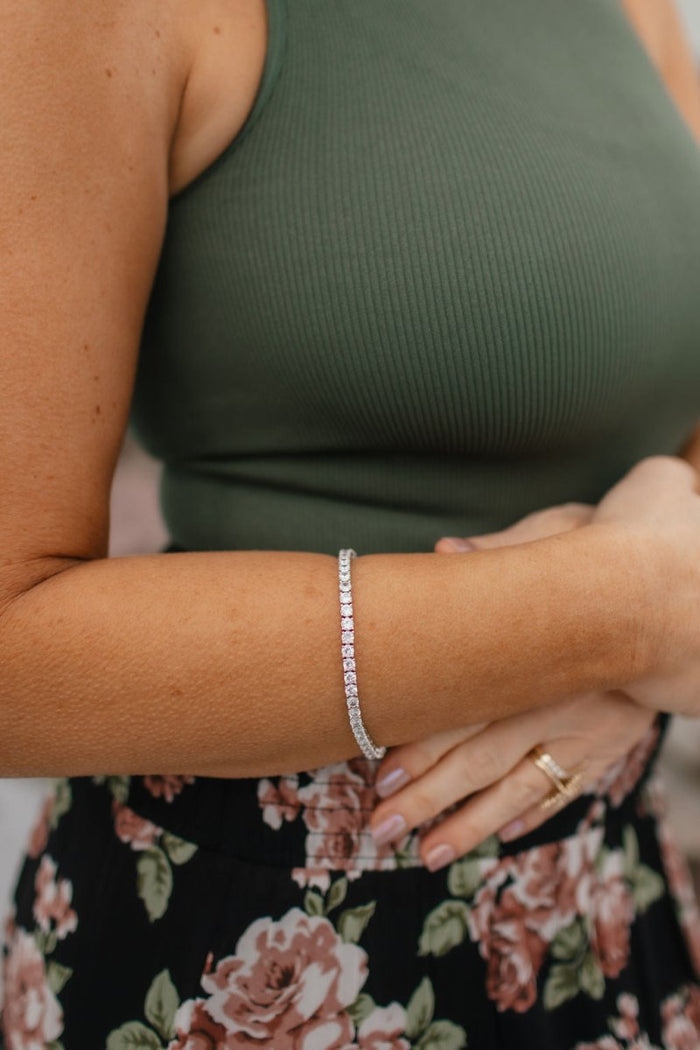 Clear 4mm Rhinestone Tennis Bracelet - Macoma Boutique310 Accessories/Jewelry