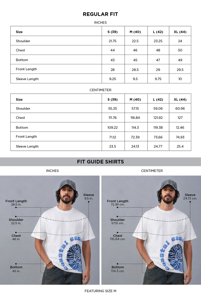 Coastbound White Oversized Cotton Graphic Tee - size chart