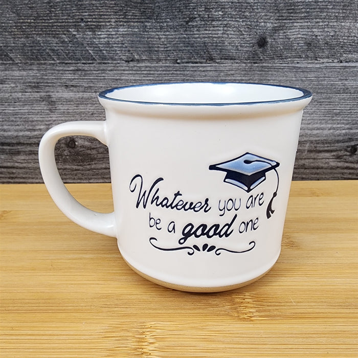 Coffee Mug Graduation Saying Embossed White Ceramic Tea Cup Blue Sky Spectrum