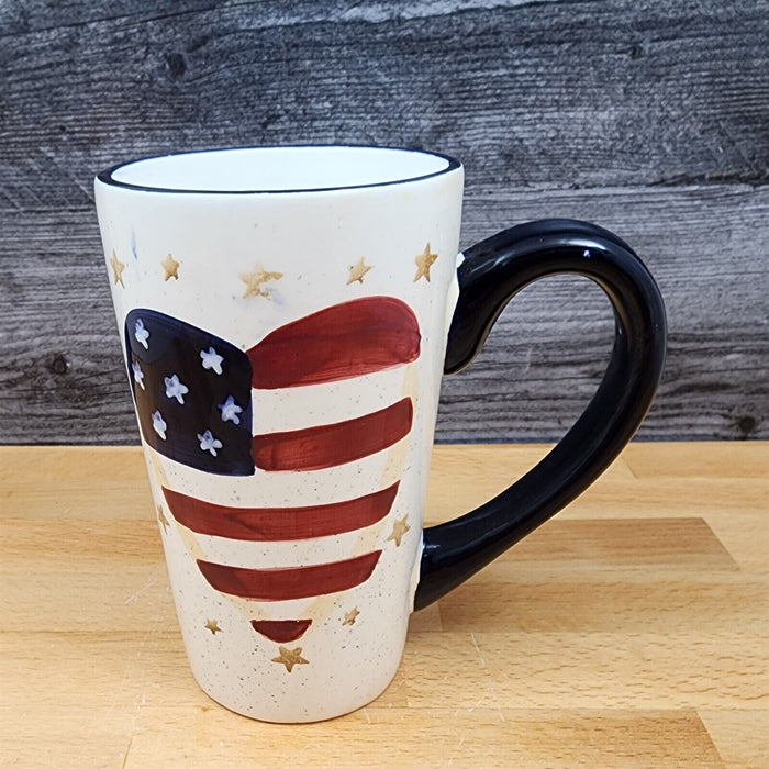 Coffee Mug Red and White Heart Flag 16oz 473ml Ceramic Tea Cup