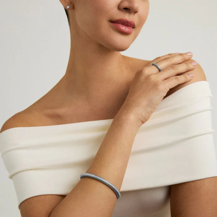 Colette Pave Bangle Bracelet - Silver