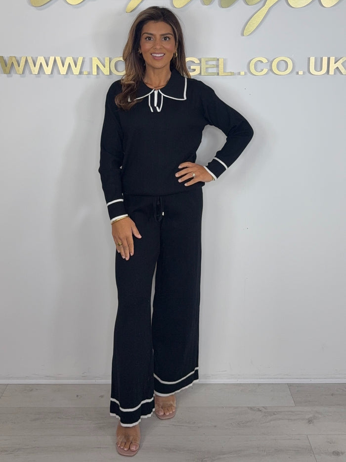 Collared Cream Trim Detail Trouser Co-ord (2 Colours)