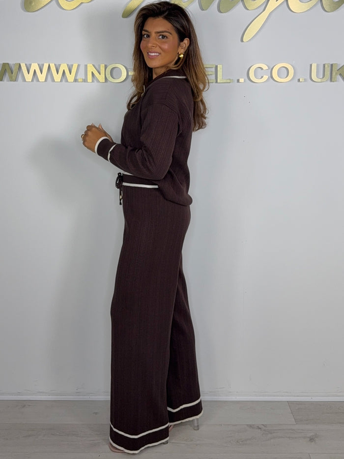 Collared Cream Trim Detail Trouser Co-ord (2 Colours)