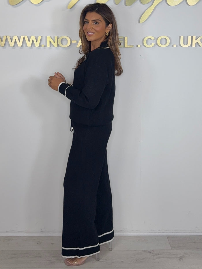 Collared Cream Trim Detail Trouser Co-ord (2 Colours)