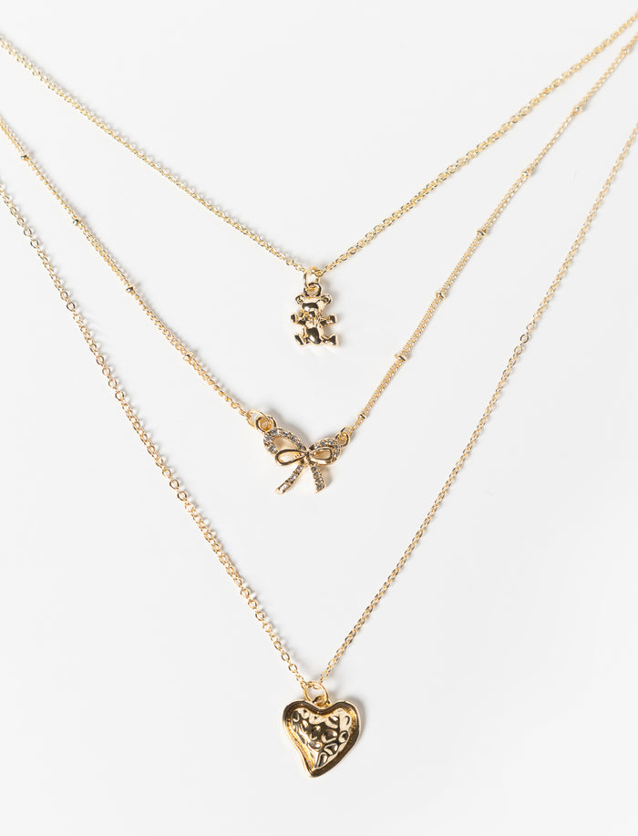 Collier à chaînes multiples et pendentifs pour femme