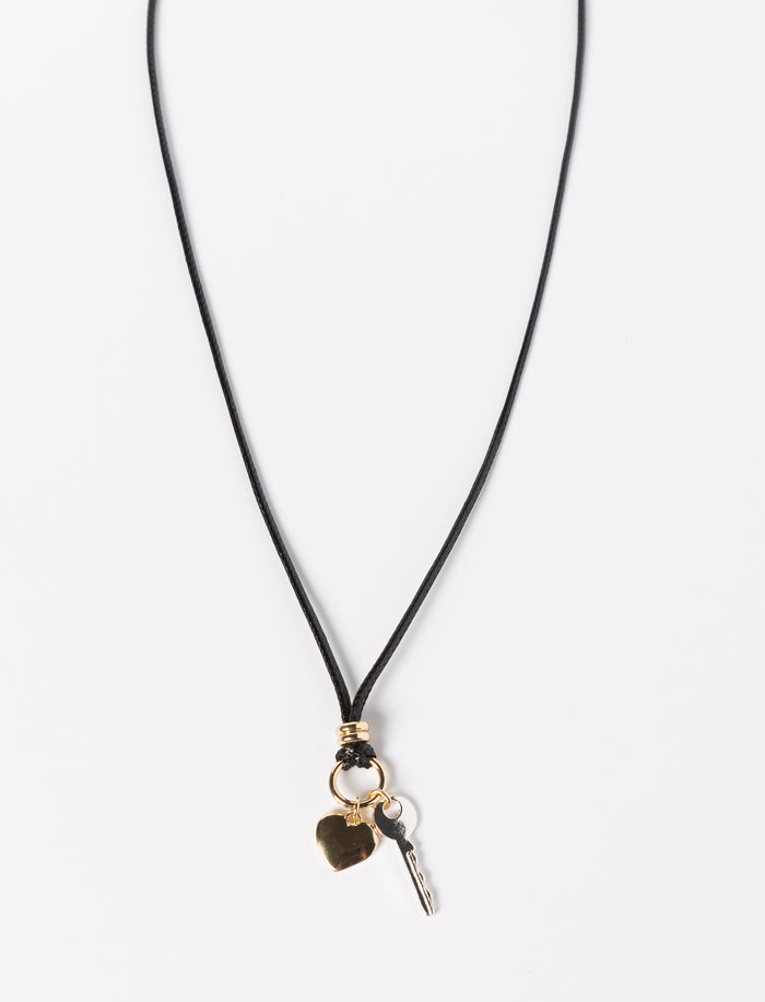 Collier à pendentifs cœur et clé pour femme