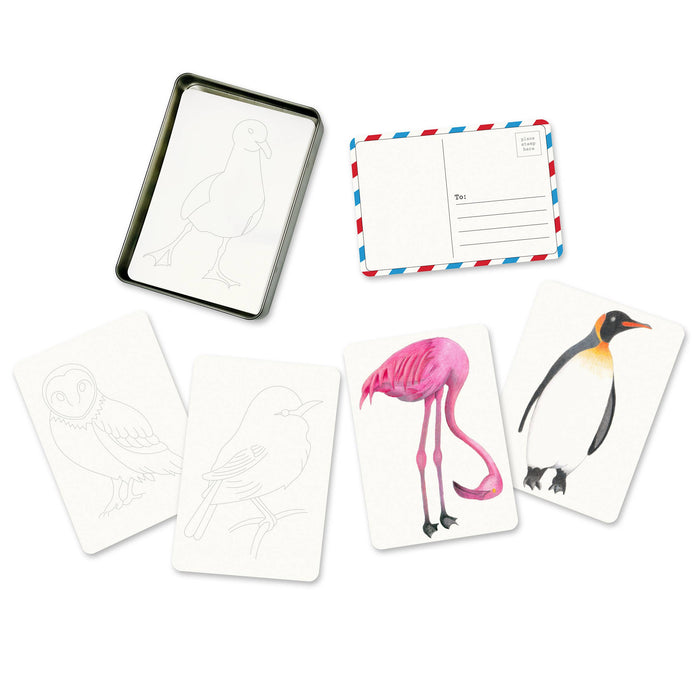 Coloring Postcards - Birds (6 Designs/30 Cards)