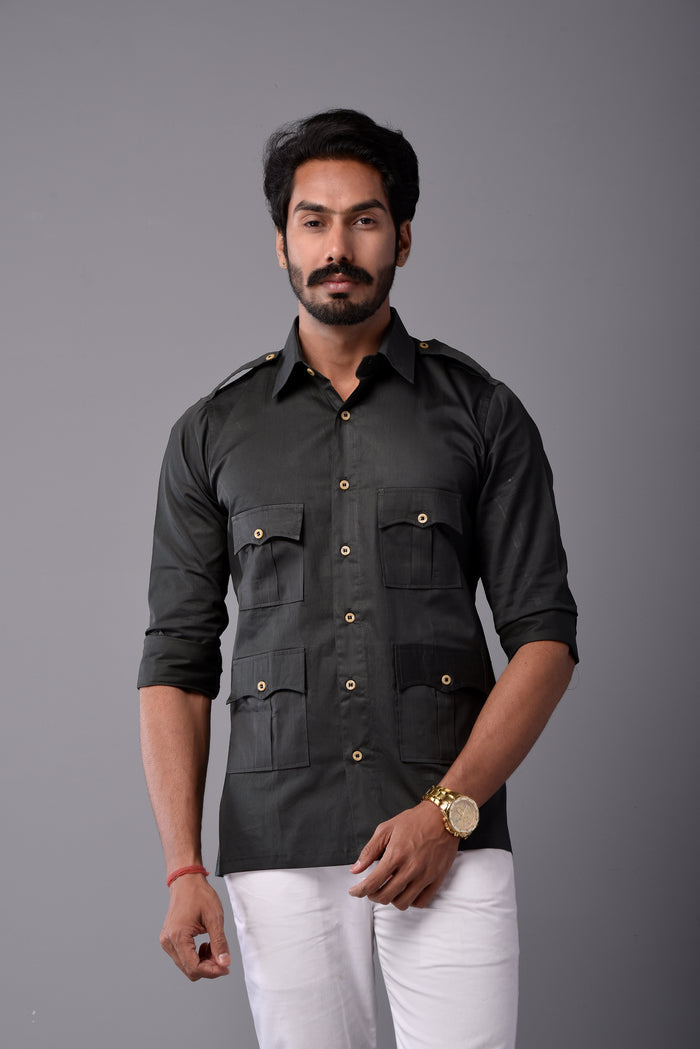 Comfy Dark Green Hunting Style Shirt
