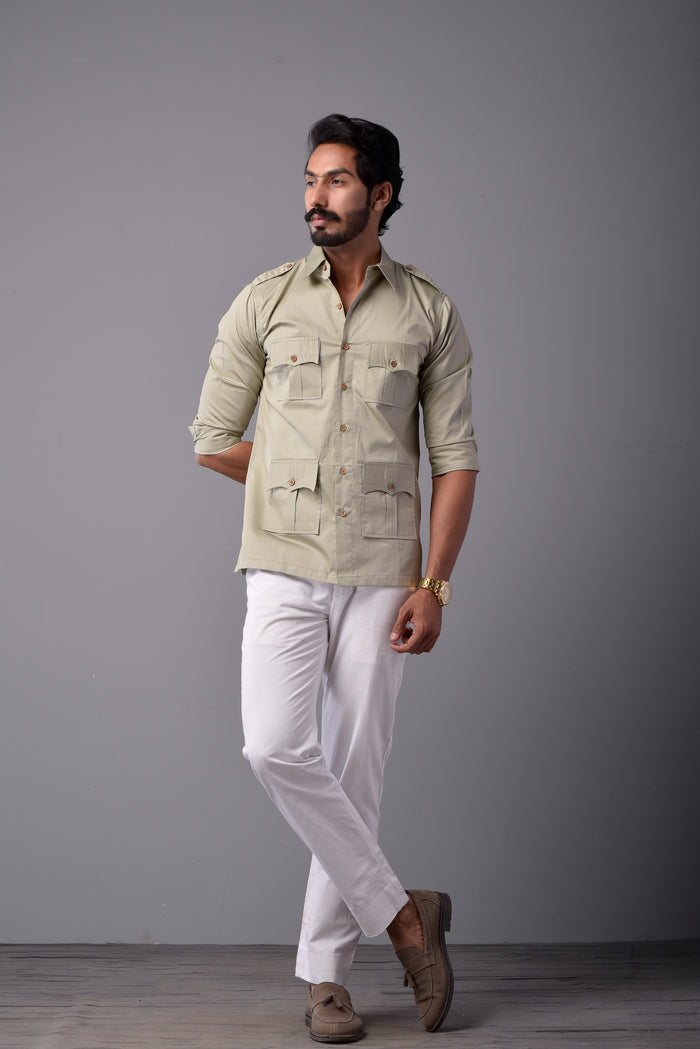 Comfy Moss Green Hunting Style Shirt