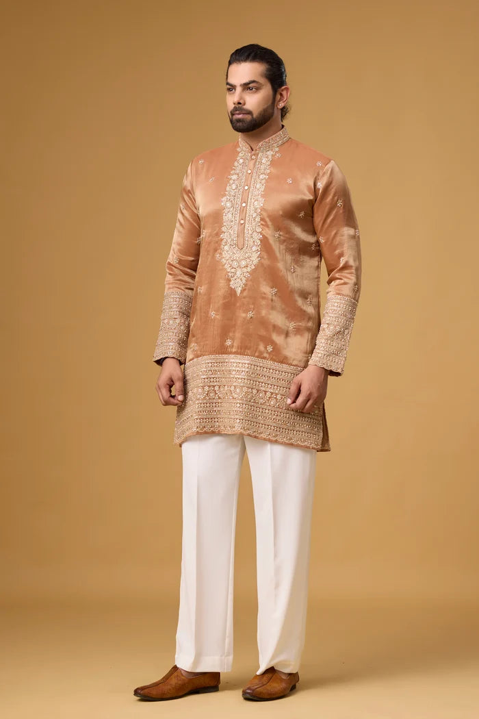 Lustrous Copper Kurta for Men – Wedding & Festive Ethnic Wear | Mahavir NX