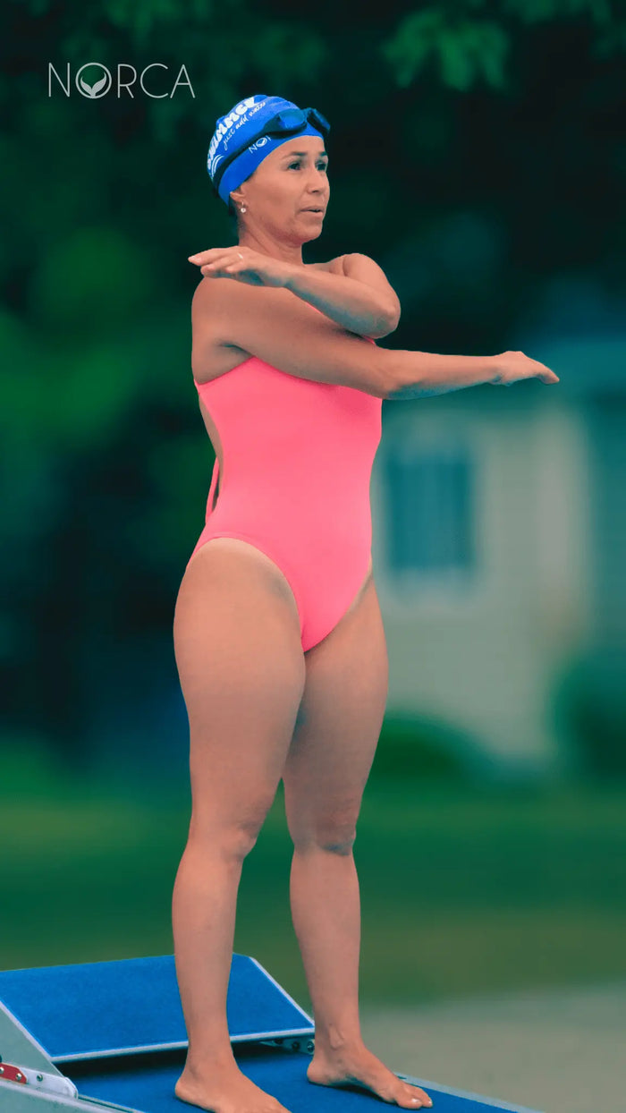 Coral Open-Back One-Piece Training Swimsuit by Norca - Norca Athletic Swimwear