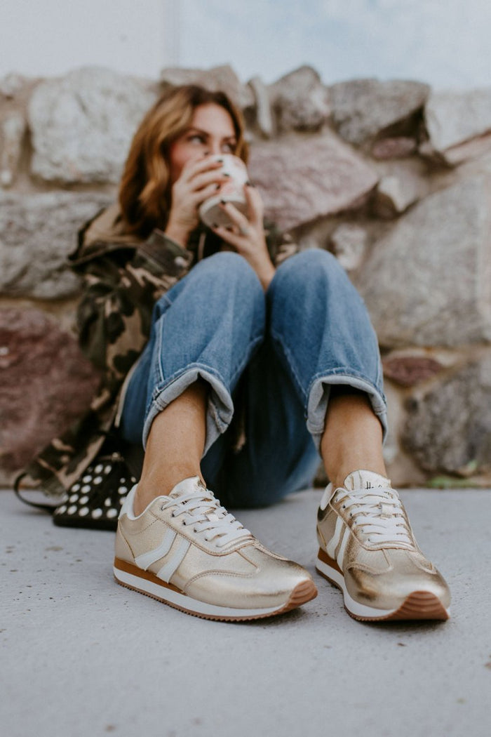 Corky's Gold Crinkle Metallic Kickoff Sneakers - Macoma Boutique301 Sneakers