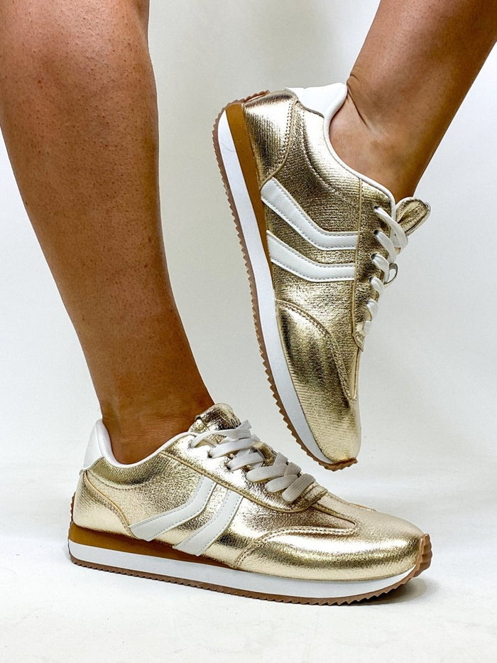 Corky's Gold Crinkle Metallic Kickoff Sneakers - Macoma Boutique301 Sneakers