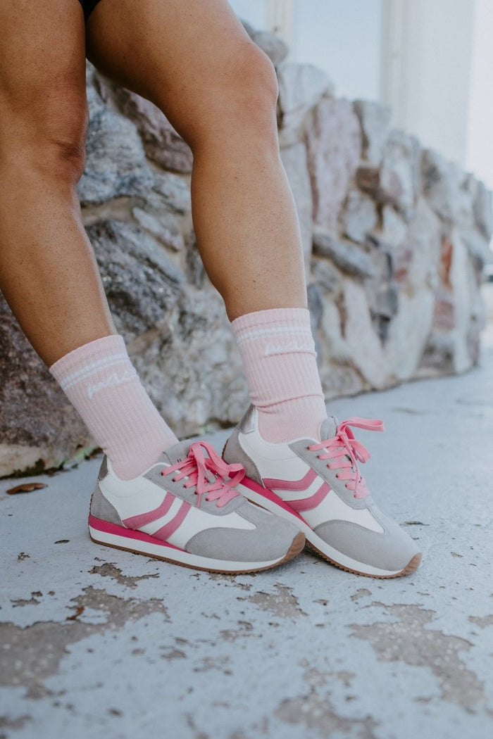 Corky's Grey Pink Combo Kickoff Sneakers - Macoma Boutique301 Sneakers