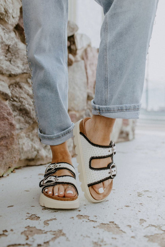 Corky's Ivory Black Rumor Has It Sandals - Macoma Boutique304 Sandals