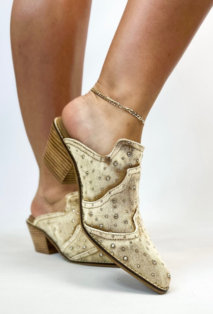 Corkys Tan Washed Denim Tex Mex Boots - Macoma Boutique303 Mules & Boots