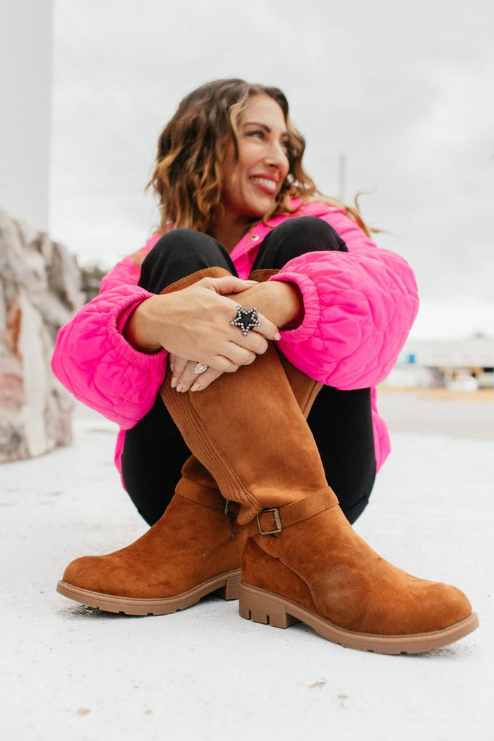 Black Friday Deal: Corky's Tobacco Faux Suede Hay There Boots - Macoma Boutique303 Mules & Boots