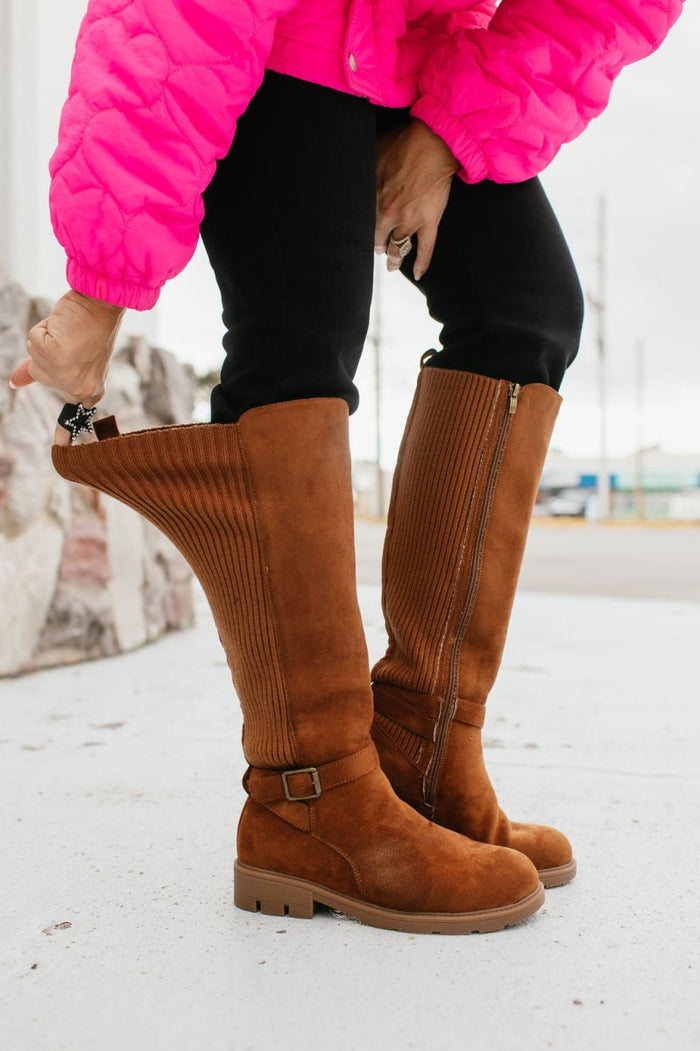 Black Friday Deal: Corky's Tobacco Faux Suede Hay There Boots - Macoma Boutique303 Mules & Boots