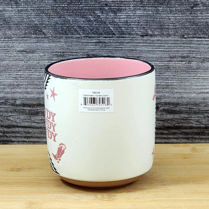 Country Western Coffee Mug Southwest Cowgirls Pink Ceramic Tea Cup Blue Sky 17oz